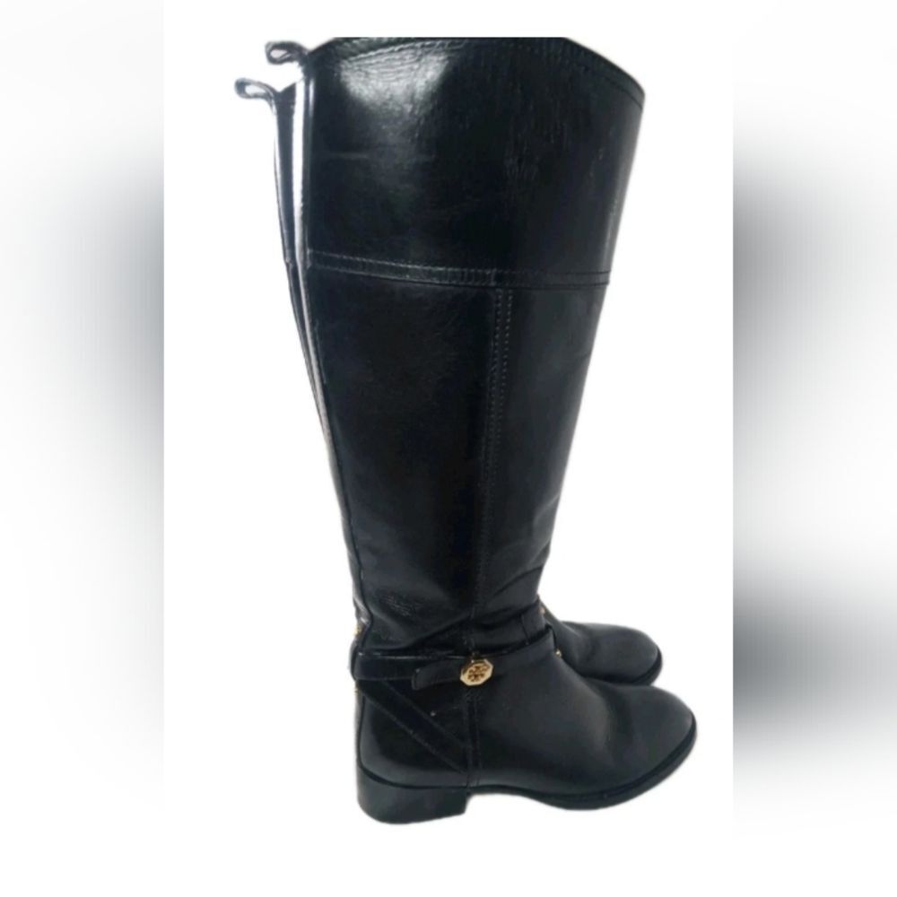Tory Burch Brita Tall Riding Boots Women's Size 7.5 Black Leather Retail $495